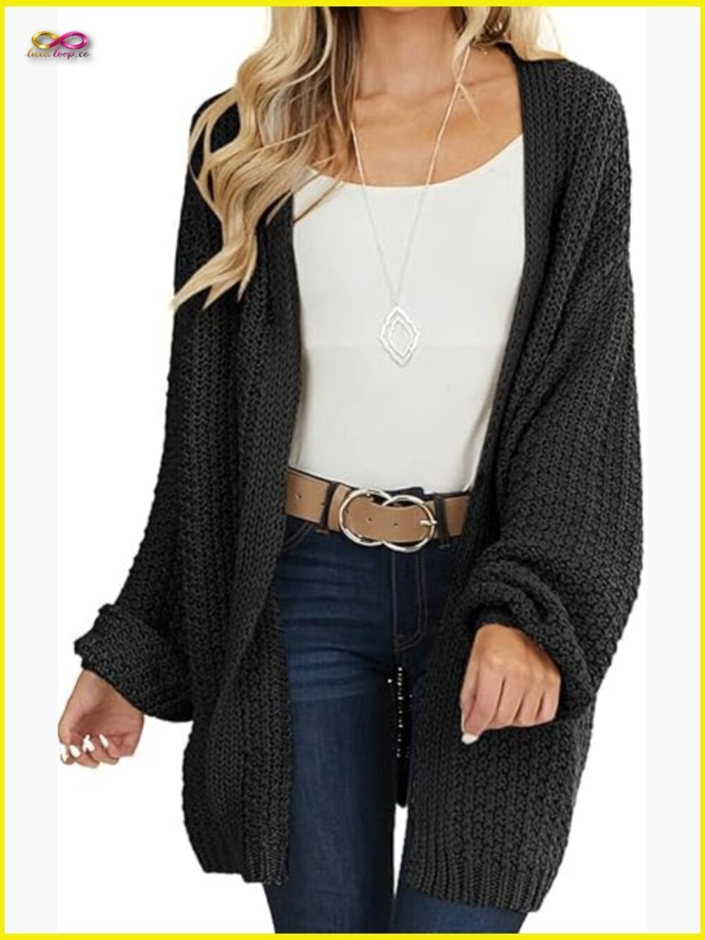 Chunky Knit Open Front Cardigan Long Sleeve Oversized Sweater Outerwear